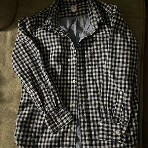 GAP Navy and White Checked Lightweight Shirt top